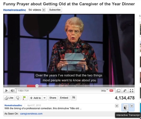 YouTube captions allow boomers to interactive with video